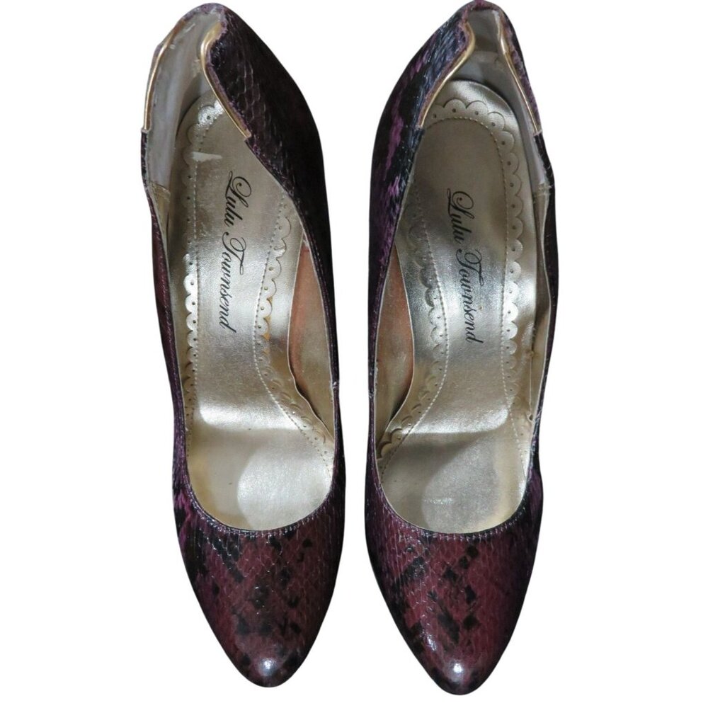 Lulu Townsend Purple & Black Python Embossed Leat… - image 3